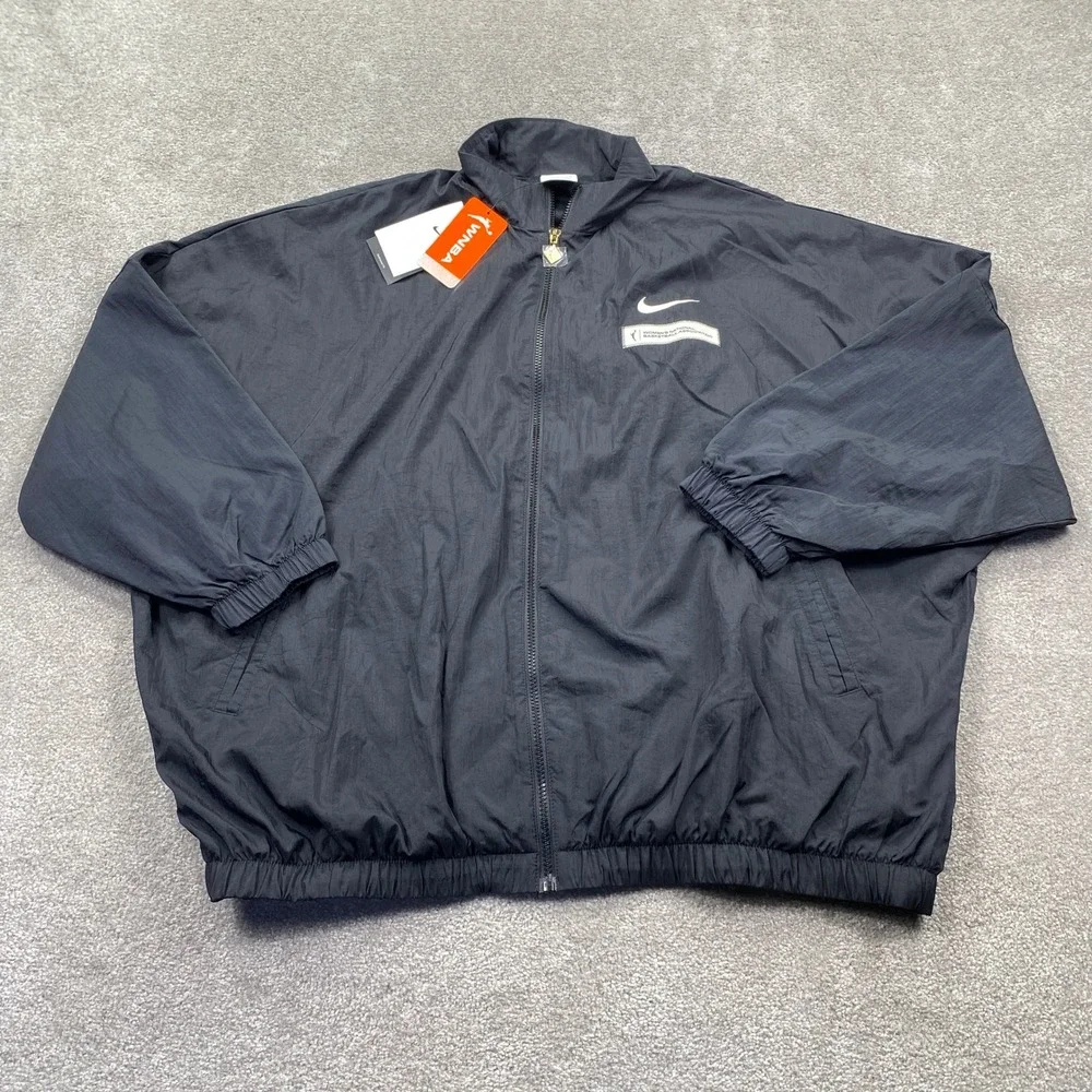 Nike WNBA Track Jacket Womens XL Black Oversized Full Zip Mesh Lined Nylon